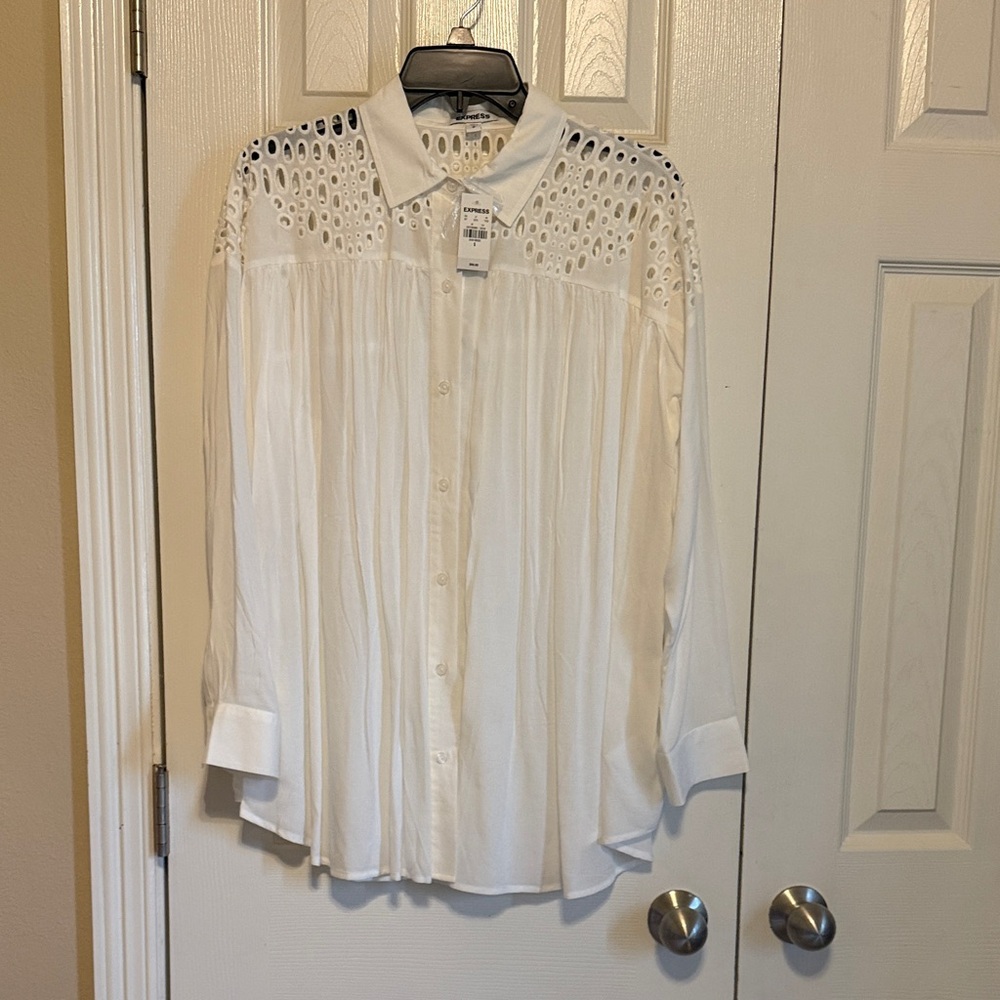 Express White Eyelet Blouse